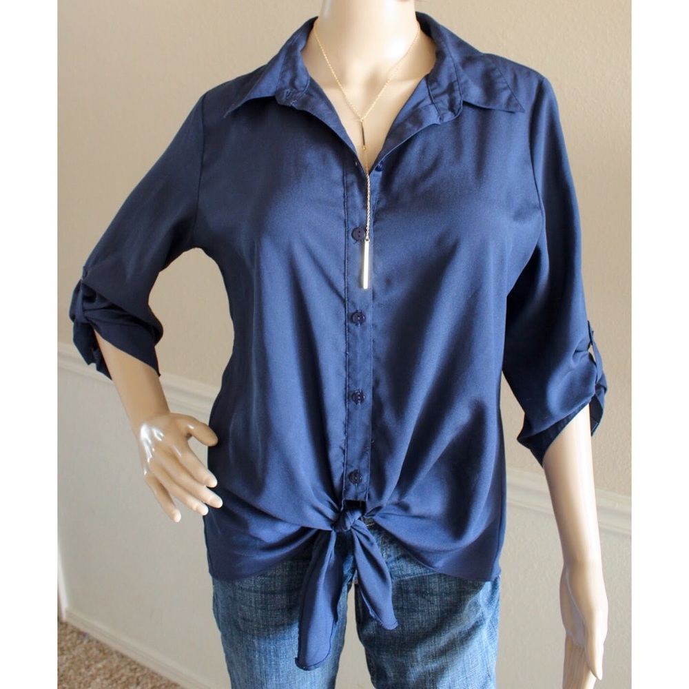 Women’s Button Blouse with Tied Waist